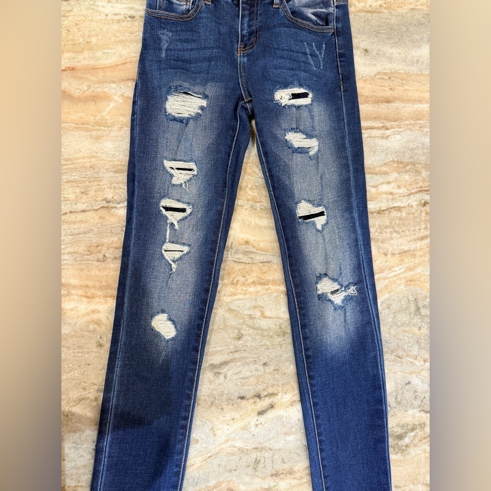 Women’s KANKAN Mid Rise Distressed Skinny stretch jeans- Size 25 - Picture 6 of 11